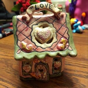 Blue Sky Clayworks Love Tea Candle House by Heather Goldmine 2001 VTG